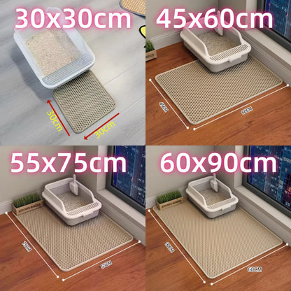 Extra Large Heavy Duty Cat Litter Mat - Waterproof, Non-Slip, Washable Floor Protector for Litter Box Sand Control